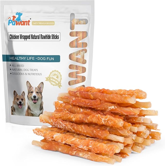 Chicken Wrapped Rawhides for Dogs Treats Puppy Training Snacks Sticks Dog Rawhide Chews All Natural Dog Treats 1lb