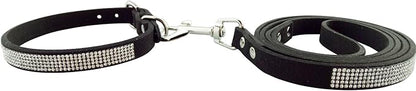 Bling Rhinestone Dog Leash - 4 ft Long & 5/8" Wide - Dog Leash for Medium Small Dogs/Cats Training Walking and Running,Black