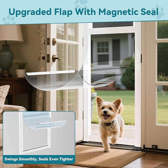 MOPHOTO Dog Door for Sliding Glass Door with Lock, Adjustable Height 80.7"- 86.6" Pet Door for Sliding Glass Door, Insert Sliding Dog Door for Renters and Apartments Patio