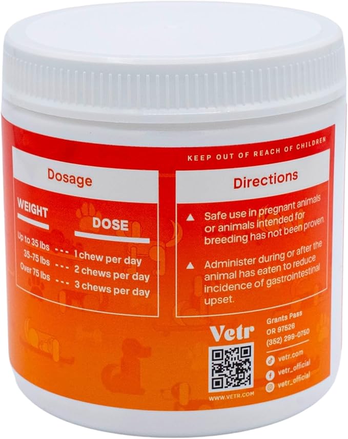Vetr Allergy Relief Chews for Dogs - Dog Itching Skin Relief, Dog Allergy Treats with Probiotics and Omega-3 - Chicken Flavored 120 Count - Vet-Formulated in USA