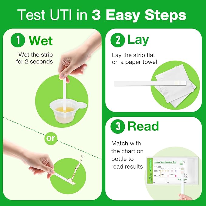 Easy@Home Urinary Tract Infection Tests: UTI Testing Strips with Reliable Results, Fast Urine Test Urinalysis for Bladder Infections UTIs, Individual Packet (UTI-3 Pack)