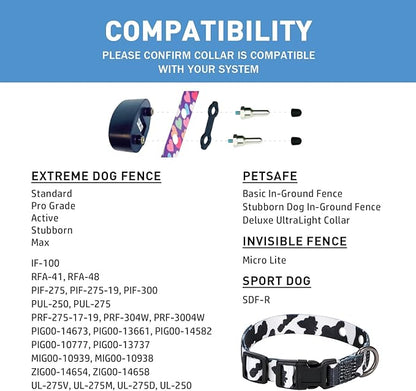 Rhea Rose 3/4 Inch Replacement Collar Strap Shock Collar with 2 Holes, Compatible with Nearly All Brands and Models of Underground Electric Dog Fences and Training Collars, Cow Print Pattern