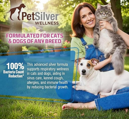 PetSilver Immune Support - Promotes Respiratory Health in Cats & Dogs, Sinus & Kennel Cough Treatment, Natural Antibiotic, Allergy Relief, Chelated Silver Formula, Easy-to-Use Dropper, USA - 2 fl oz