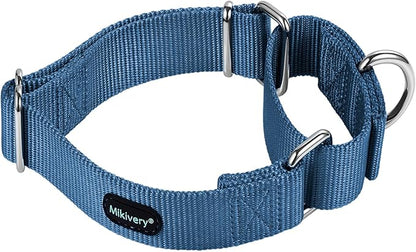 Mikivery Martingale Dog Collar Nylon Adjustable and Safety Training Colourful Comfortable Metal Buckle Pet Collars for Small Medium and Large Dogs(Haze,L)