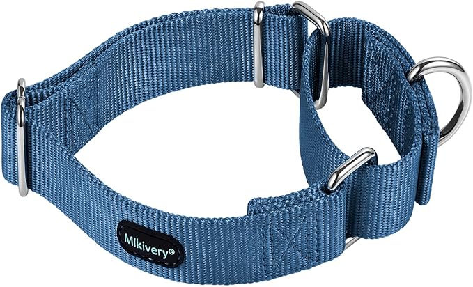 Mikivery Martingale Dog Collar Nylon Adjustable and Safety Training Colourful Comfortable Metal Buckle Pet Collars for Small Medium and Large Dogs(Haze,M)
