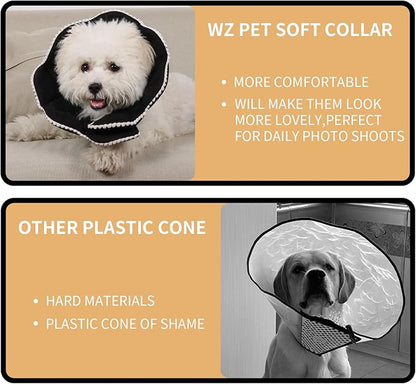 Adjustable Dog Cat Cone,Soft Recovery Cat Cone Collar,Dog Protective Collar for Cats Surgery,Black,Small