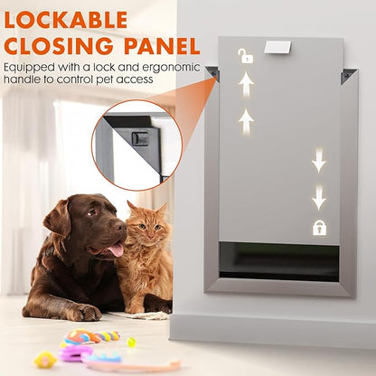 XL Wall Dog Door for Large Dogs, 4"-8" Thick, 14"(W) x 25"(H) Opening