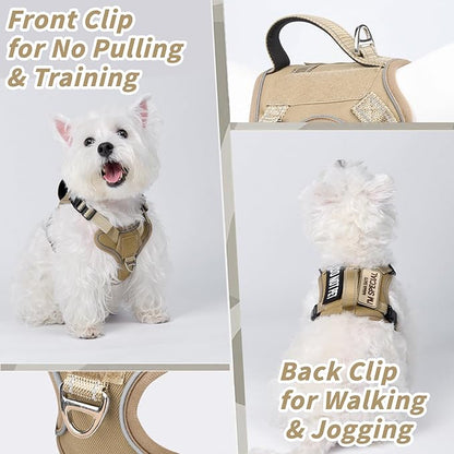 Tactical Dog Harness for Small Dog - Reflective Puppy Pet Vest No Pull Military Service Dog Vest with Vertical Handle XS Dog Harness for Outdoor Training