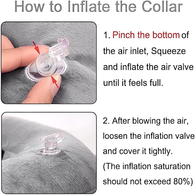 PAWRELIEF Soft Inflatable Dog Cat Cone Collar – Pet Recovery & Protective Dog Neck Collar for Medium Dogs Cats to Prevent Scratching, Licking (Grey, Medium)