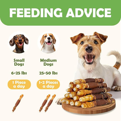 MON2SUN Dog Treats, Triple Flavor 5 Inch Chicken Liver Duck and Chicken Wrapped Rawhide Snacks for Small and Medium Dogs, 21.16 Oz (30 Count-Pack of 2)