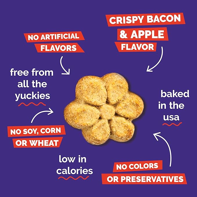 Fruitables Baked Dog Treats, Healthy Pumpkin Treat for Dogs, Low Calorie & Delicious, Free of Wheat, Corn and Soy, Made in the USA, Apple and Crispy Bacon Flavor, 12oz