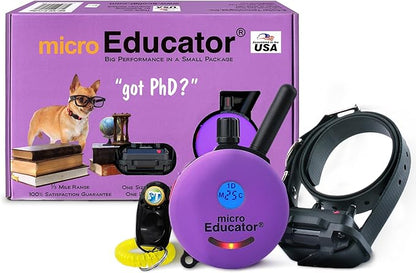 Educator ME-300 Micro E Collar for Dog Training with Remote - 1/3 Mile Range, Waterproof, 100 Blunt Stimulation Levels, Tone or Vibration Mode, Night Tracking Light for Small, Medium & Large Dogs