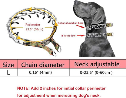 Prong Collar for Large Dogs, Dog Pinch Collar,Dog Choker Collar,High Strength Quick Release Metal Buckle,Comfort Rubber Tips,for Large Dogs (4.0mm, 23.6-Inch, Camouflage Green)