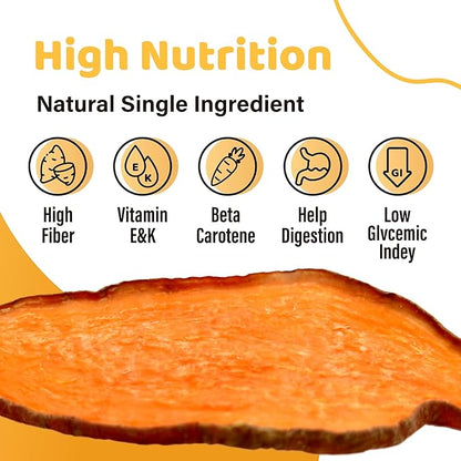 iPaw Sweet Potato Dog Treats, Single Ingredient Dog Treats for Vegetarian, All Natural Human Grade Puppy Chew, Rawhide Alternative, Hypoallergenic, Easy to Digest