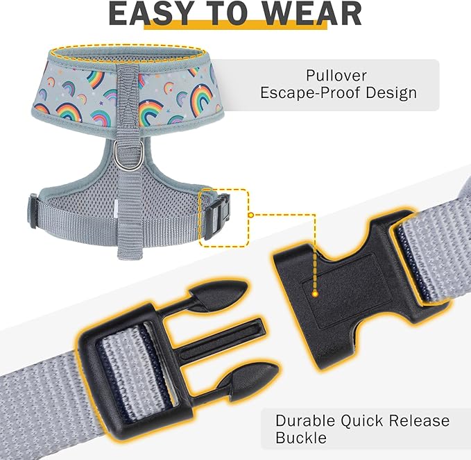 SCENEREAL Small Dog Harness Collar and Leash Set, Adjustable No Pull Pet Harnesses, No Chock Soft Mesh Vest for Doggie Puppy Medium Dogs Cats Girl or Boy,Chihuahua, Yorkie, Outdoor Walking