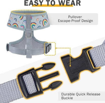 SCENEREAL Small Dog Harness Collar and Leash Set, Adjustable No Pull Pet Harnesses, No Chock Soft Mesh Vest for Doggie Puppy Medium Dogs Cats Girl or Boy,Chihuahua, Yorkie, Outdoor Walking