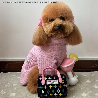 Haute Diggity Dog Chewy Vuiton Handbag Plush Squeaky Dog Toy, Soft Durable Designer-Inspired Stuffed Puppy Chew Toys for Small & Medium Dogs, Machine-Washable (Black Monogram) Small