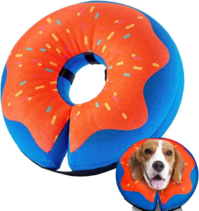 Gimars Inflatable Dog Cone Alternative Dog Donut Collar After Surgery, Soft Dog Neck Pillow Recovery Cone Collar, E Collar and Elizabethan Collar Alternative for Small and Medium Dogs - Orange M+