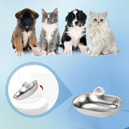 Smart Pet Water Fountain, Stainless Steel Automatic Pet Water Dispenser Wastewater Separation Feeding Watering Bowl for YSJ250424US for Cats and Small Dogs (Silver)