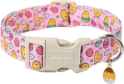 ARING PET Easter Dog Collar-Cute Adjustable Pink Chick Pet Collars Puppy Collar Gifts with Quick Release Buckle for Girl Boy Dogs-S