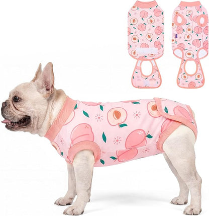 cyeollo Dog Surgery Recovery Suit, Soft Dog Onesie, E-Collar & Cone Alternative, Spay Neuter Suit for Male Female Dogs, Anti-Licking Wound Surgical Clothes, Comfy Body Suit for Small Dogs, Peach S