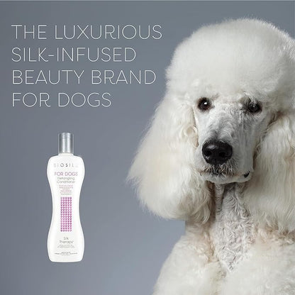 BioSilk for Dogs Silk Therapy Dog Detangling Conditioner, Dog Coat Conditioner to Help Smooth Knots and Tangles and Support Soft Manageable Coats During Routine Grooming, 12 Fl Oz - 2 Pack