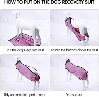 Dotoner Dog Recovery Suit Abdominal Wound Puppy Surgical Clothes Post-Operative Vest Pet After Surgery Wear Substitute E-Collar & Cone(M,Pink)