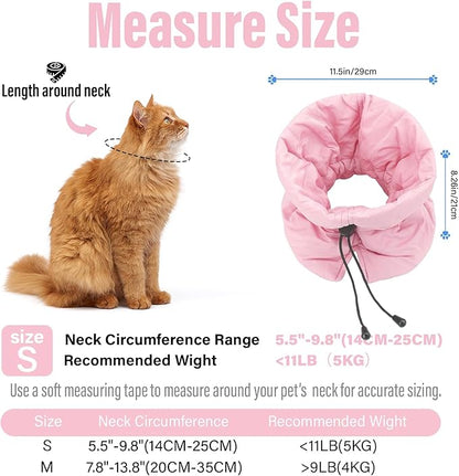 Cat Recovery Collar, Soft Adjustable Cone for Cats and Kittens, Lightweight Waterproof Elizabethan Collar for After-Surgery Care, Prevent Licking and Scratching, Neck Protector for Pets（Pink,S）