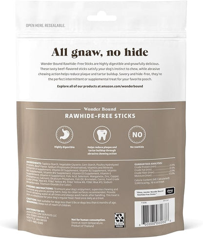 Wonder Bound Beef Flavor Dog Treat Sticks - 10 Count - Rawhide-Free, Dental Health Chews for Plaque & Tartar Control, Easy to Digest, Long-Lasting
