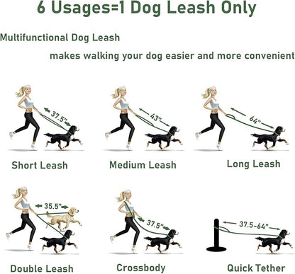 ZALER Dog Collar and Leash Set, Waterproof Adjustable Odor Proof Pet Collars Leashes Easy to Clean, 6FT Dog Leash with 2 Hooks for Large, Medium Small Dogs (S, Green)
