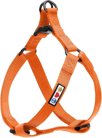 Pawtitas Medium Orange Dog Harness - Adjustable Reflective Harness for Dog Walking, Solid Color, Nylon, Buckle Closure, Machine Wash