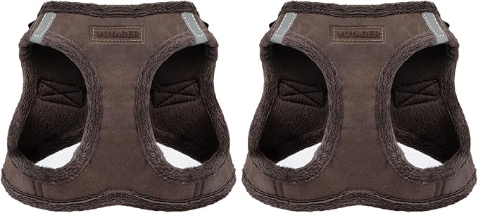 Voyager Step-in Plush Dog Harness – Soft Plush, Step in Vest Harness for Small and Medium Dogs by Best Pet Supplies - Chocolate Suede, XL (Chest: 20.5-23") (Pack of 2)