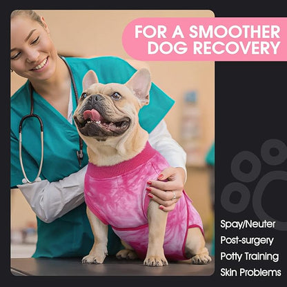 FUAMEY Surgery Recovery Suit for Large Dogs,Dog Surgery Suit Female Spay Male Dogs Neuter Recovery Shirt Dog Onesie Anti Licking Abdominal Wounds Pet Bodysuit Skin Conditions Rose Dye XL