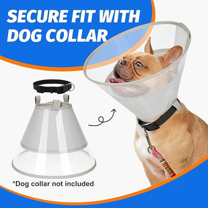 Dog Cone Collar with Soft Liner to Stop Licking, Elizabeth Recovery Collar After Surgery for Large Medium Dogs, Comfortable Pet Head Cone Alternative for Neutering Spay Injury (M)