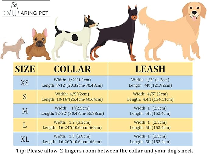 ARING PET Dog Collar and Leash, Velvet Dog Collar and Leash Set, Soft & Comfy, Adjustable Collars for Dogs Medium