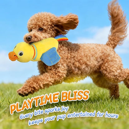 lilfrd Squeaky Dog Toys, Duck Plush Toy with Crinkle & Squeaker - Puppy Toys to Keep Them Busy, Interactive Chew for Small Medium Dogs