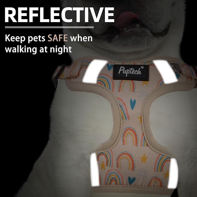 PUPTECK Dog Harness and Leash Set Medium Sized, Step in No Pull Adjustable Puppy Cat Harness Reflective Pet Vest