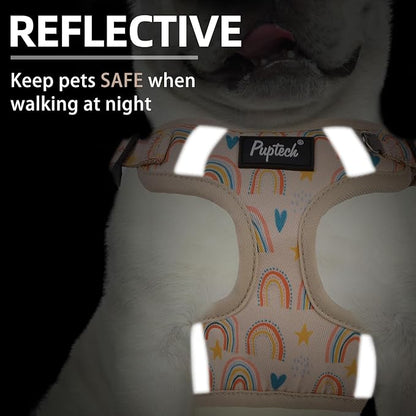 PUPTECK Dog Harness and Leash Set Medium Sized, Step in No Pull Adjustable Puppy Cat Harness Reflective Pet Vest