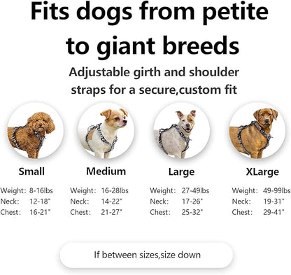 Roses&Poetry Dog Harness Medium Sized Dog, 6 Point Adjustable Fit No Pull Harness with Handle for Control and Easy Walking, Reflective Pet Halter Harnesses（Blackwhite-M）
