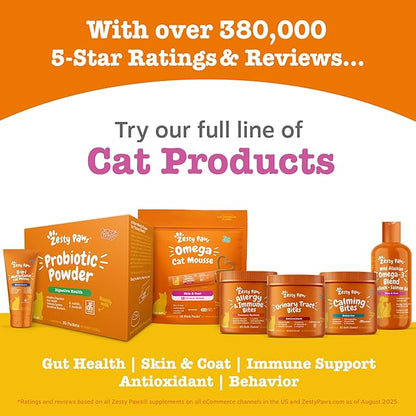 Zesty Paws Probiotics for Cats - Powder Meal Topper for Digestive, Immune System Support for Feline Biome - Premium DE111 Cat Probiotics for Digestive Health - Fiber & Yeast Extract - Pumpkin - 30 Ct