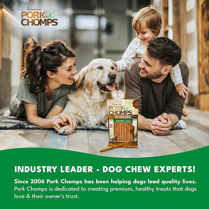 Pork Chomps Roasted Pork Skin Dog Chews, 5 Inch Mini Twists, 20 Count - Long-Lasting Treats for Dogs - High Protein, Rawhide-Free, Low Fat, Healthy & Delicious Chews