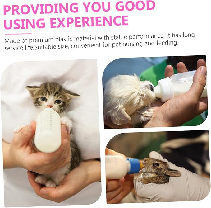 Angoily 3pcs Pet Nursing Feeders for Kittens and Puppies Portable Milk Bottles for Small Pets Easy to Clean Feeding Bottles for Cats and Dogs Lightweight Design Pink Color