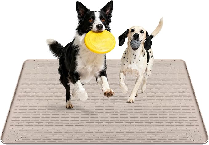 40"x28" Reusable Training Pads for Dogs Lanstics Silicone Dogs Mats Non-Slip Dog Training Pads Dog Pee Pad for Potty Training Floor Protector (Khaki)