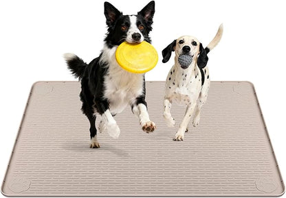 40"x28" Reusable Training Pads for Dogs Lanstics Silicone Dogs Mats Non-Slip Dog Training Pads Dog Pee Pad for Potty Training Floor Protector (Khaki)