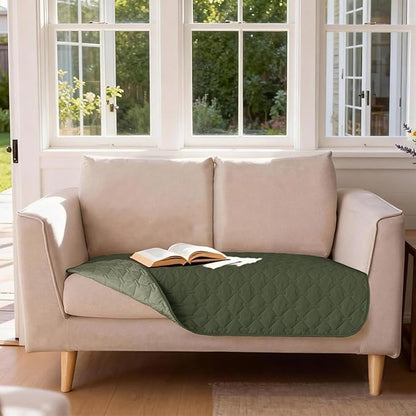 gogobunny 100% Double Sided Waterproof Dog Blanket Soft Pet Bed Cover Reversible Protect Furniture Couch Sofa Car for Puppy Large Dog Cat (Dark Olive/Light Olive, 32x53 Inch (Pack of 1))