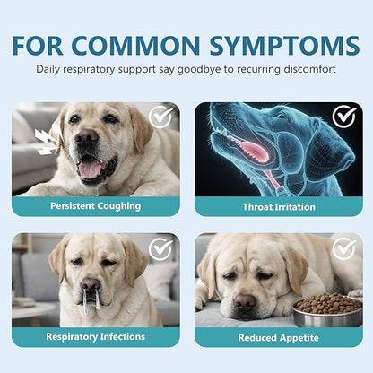 HAPIPET Dog Cough & Throat Relief Chews, Natural Kennel Cough Treatment with Herbal Extracts – Real Chicken Flavor, Soothes Breathing Discomfort, 120 Soft Chews