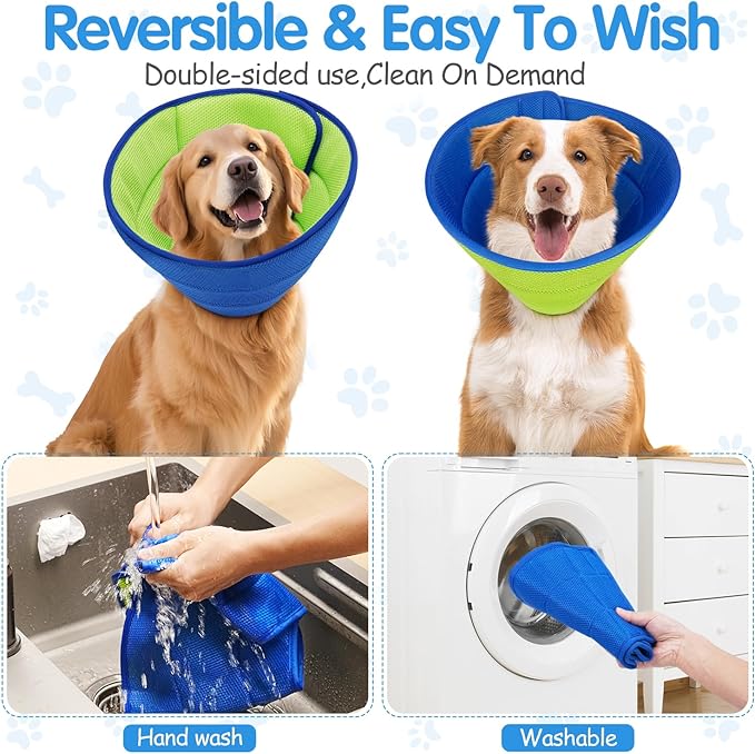Upgrade Soft Dog Cone Collar, Dog Cone Alternative to Stop Licking After Surgery, Adjustable Comfy Cones for Small/Medium/Large Dogs, Light-Weight Mesh Fabric Elizabethan Collars (L)