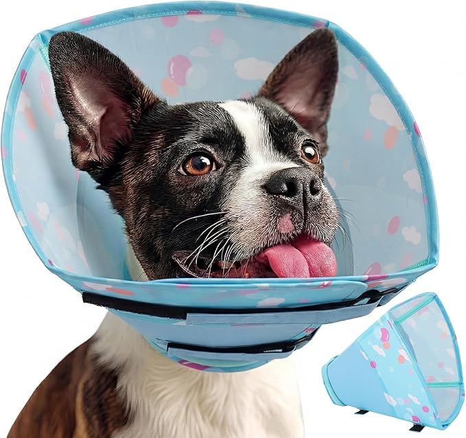 Allroaring Dog Cone, Soft Dog Cone Collar to Stop Licking, Adjustable Cones for Medium Dogs, Comfy Pet Recovery Collars & Cones Alternative for After Surgery Wound Healing, Blue M