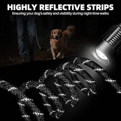 SlowTon Slip Lead for Dogs - Hands Free No Tangle Adjustable 4-6 FT 1/2” Rope, Heavy Duty Nylon Leash for Large Medium Dogs that Pull, No Pull Training Slip Leashes, 20-120lb, Dark Grey