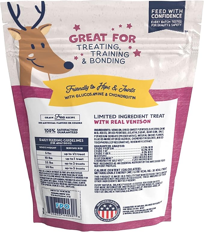 Natural Balance Limited Ingredient Rewards Jumpin' Stix, Grain-Free Dog Treats for Adult Dogs of All Breeds, Venison Recipe, 4 Ounce (Pack of 2)